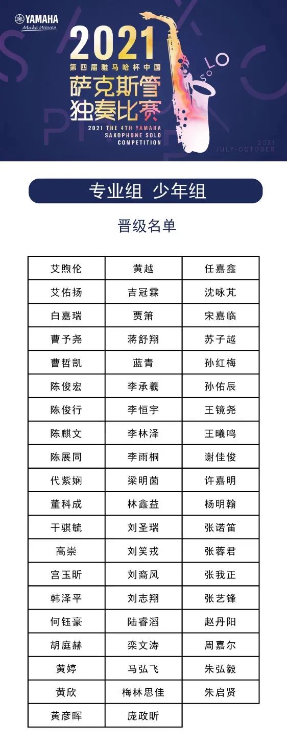 第四届“佰利乐杯”（中国）萨克斯管独奏比赛——决赛名单公布，决赛报名通道开启！